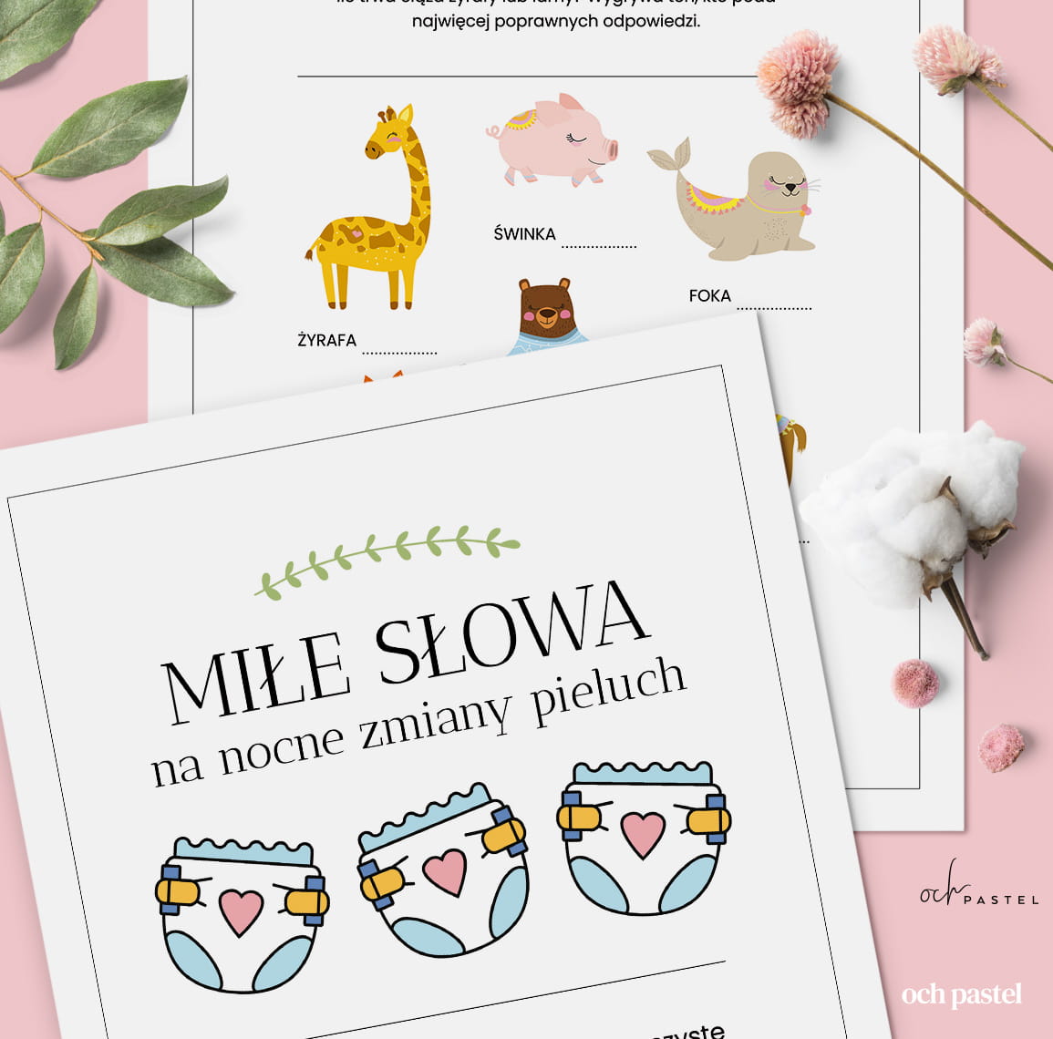 24 Zabawy Do Druku Na Baby Shower Plik Pdf OCH PASTEL 
